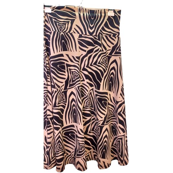 VTG LuLaRoe Maxi Skirt Black & Beige Abstract Print Fold-Over Waist Size Medium - Picture 1 of 6